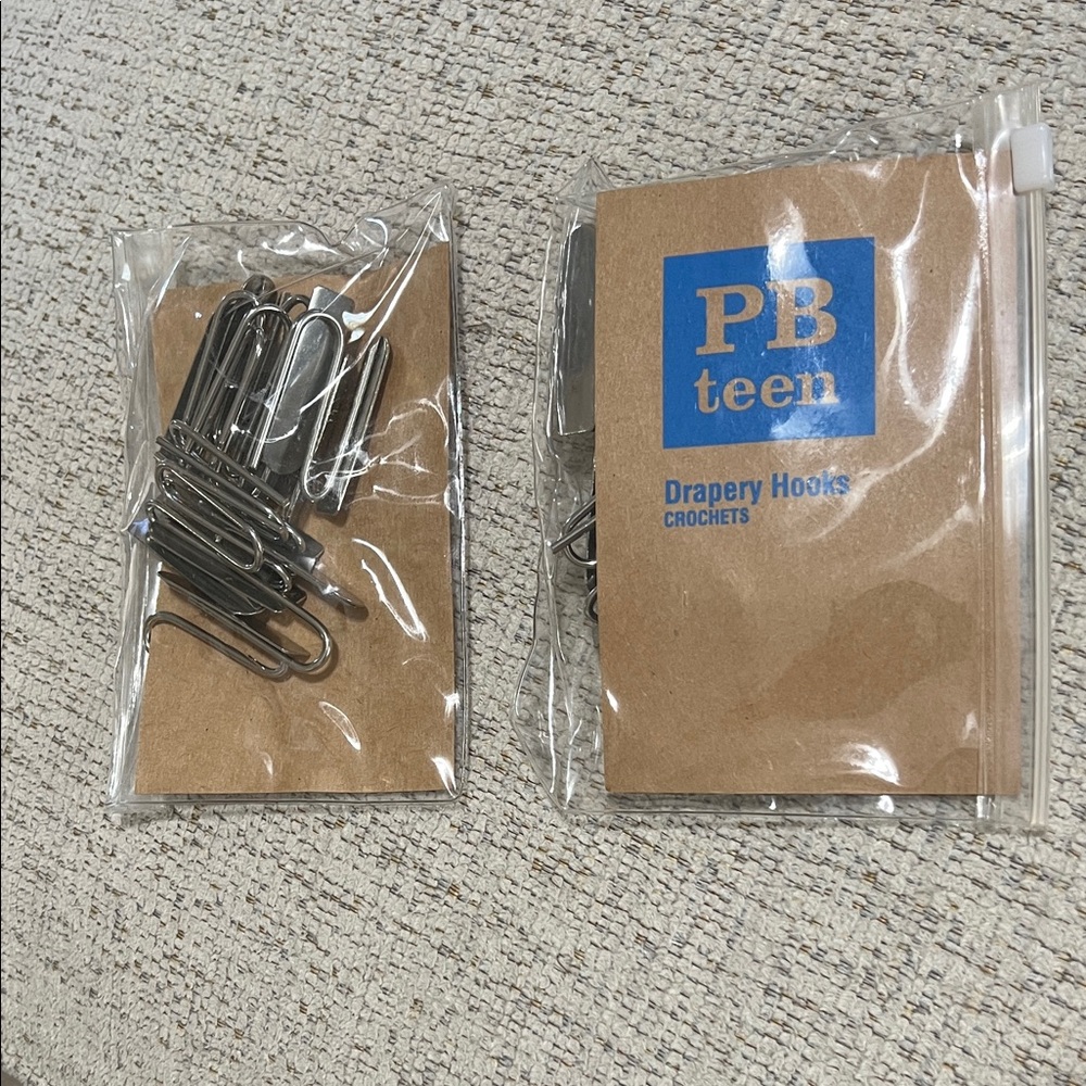 Pottery Barn Teen Silver Drapery Hooks - Pack of Metal Curtain Clips